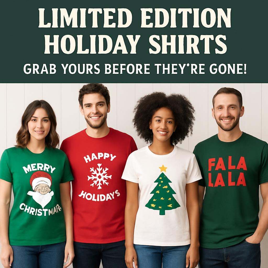 Limited Edition Holiday Shirts — Grab Yours Before They’re Gone!