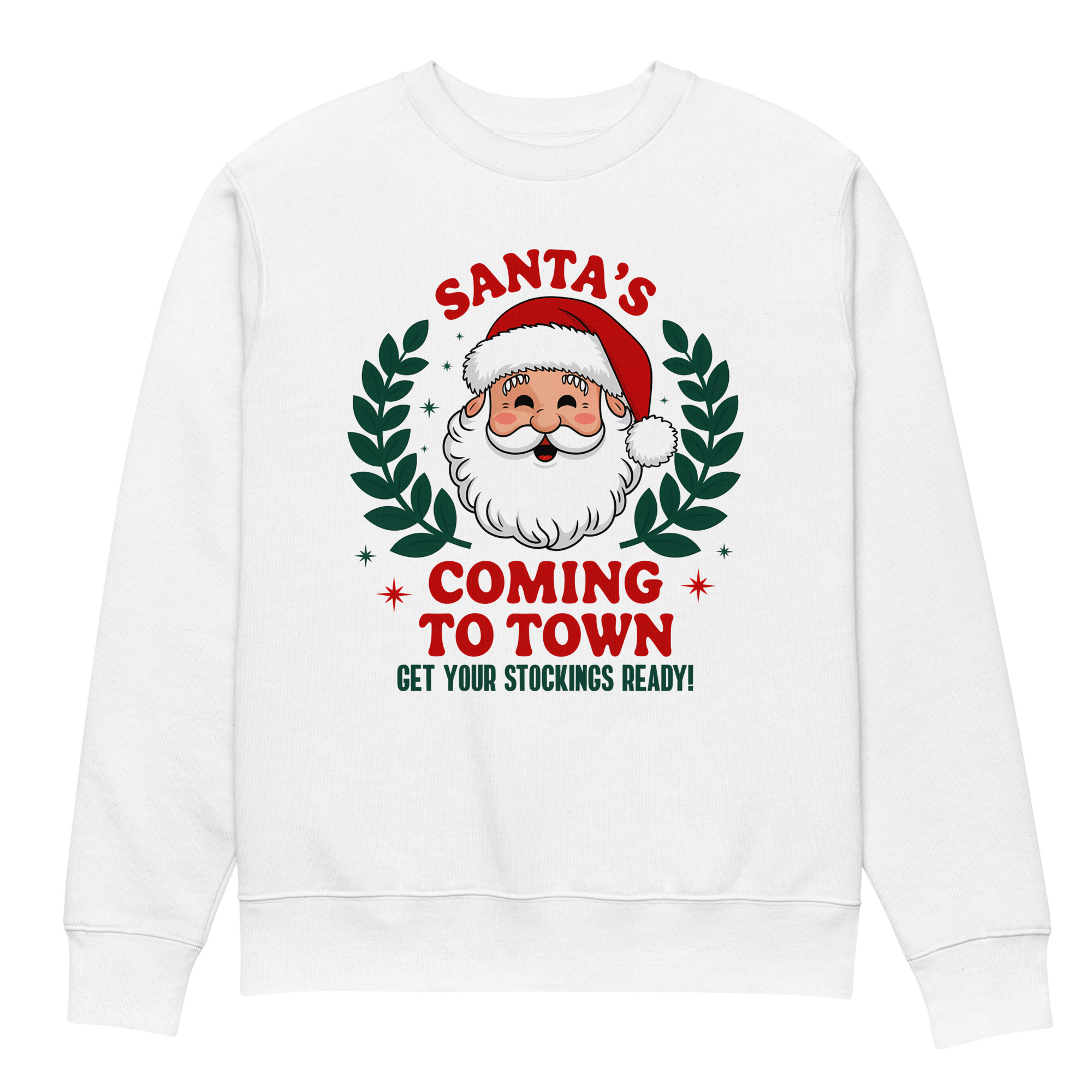 Santa’s Coming to Town Get Your Stockings Ready Unisex eco sweatshirt - Image 5